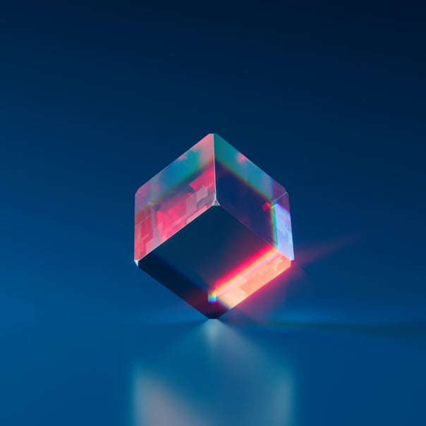 A picture of the Equilibrium NFT. It is a floating cube.